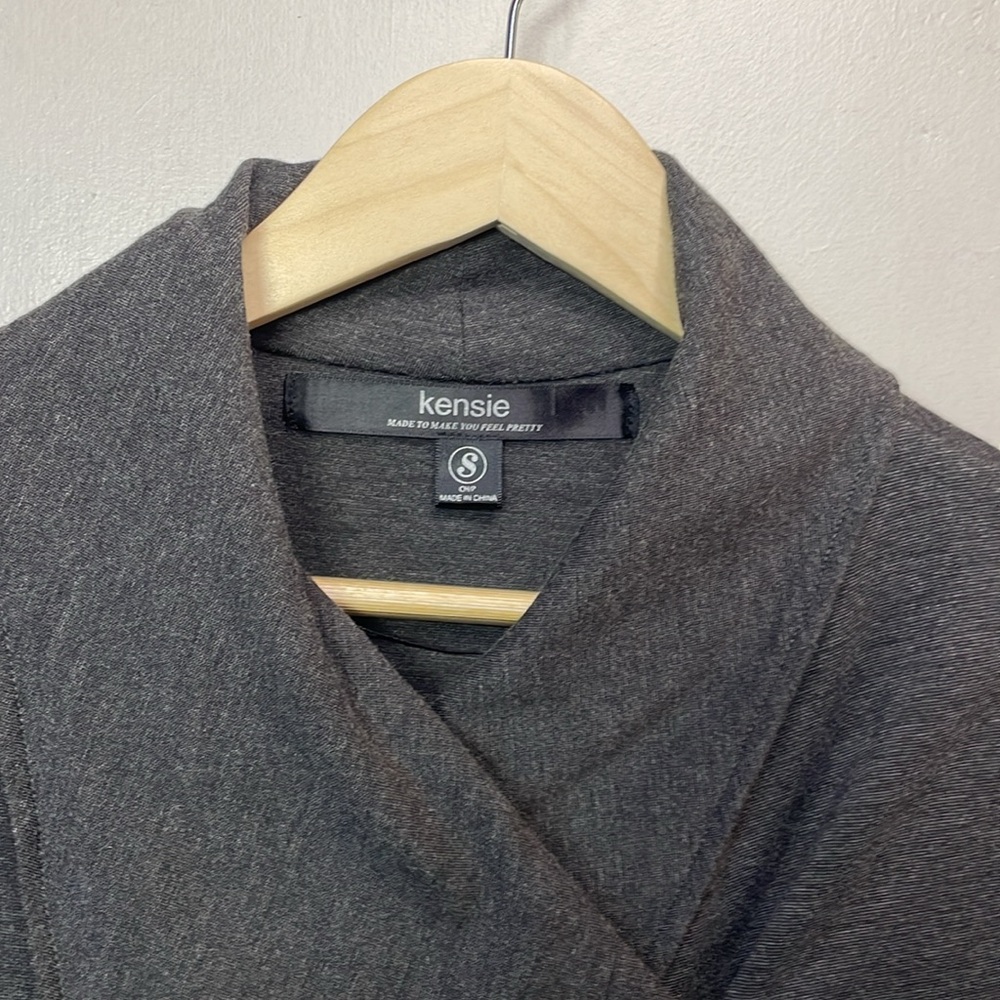 Kensie Grey Asymmetrical Cross-over Collar Long Sleeve Athletic Pockets S #0023 - Picture 4 of 11
